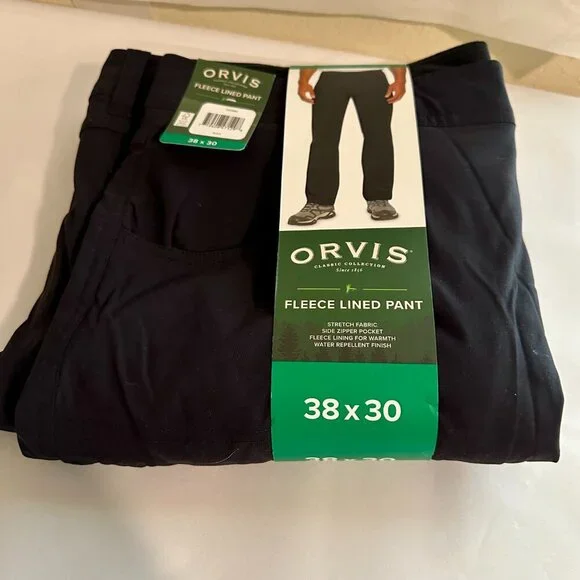 Orvis Men's Fleece Lined Pant Size 38X30 Water Repellent Finish Stretch Fabric - Picture 10 of 13